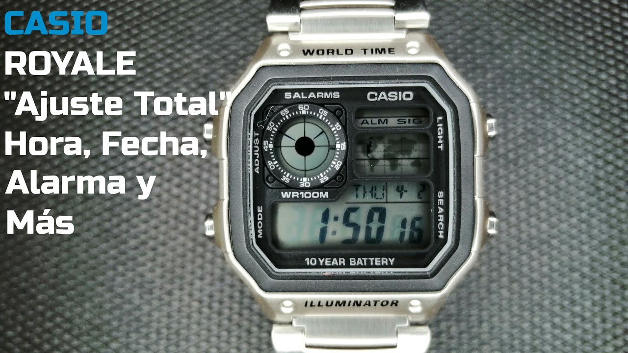 Cómo Ajustar TODAS las Funciones del CASIO ROYALE AE1200 Hora, Fecha, Alarma Etc.
