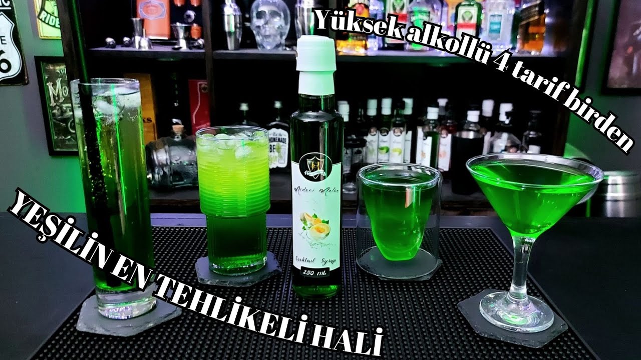 Yeşilin En Tehlikeli Hali 🐍  Midori Şurup ile Yüksek Alkollü 💢 4 Tarif birden