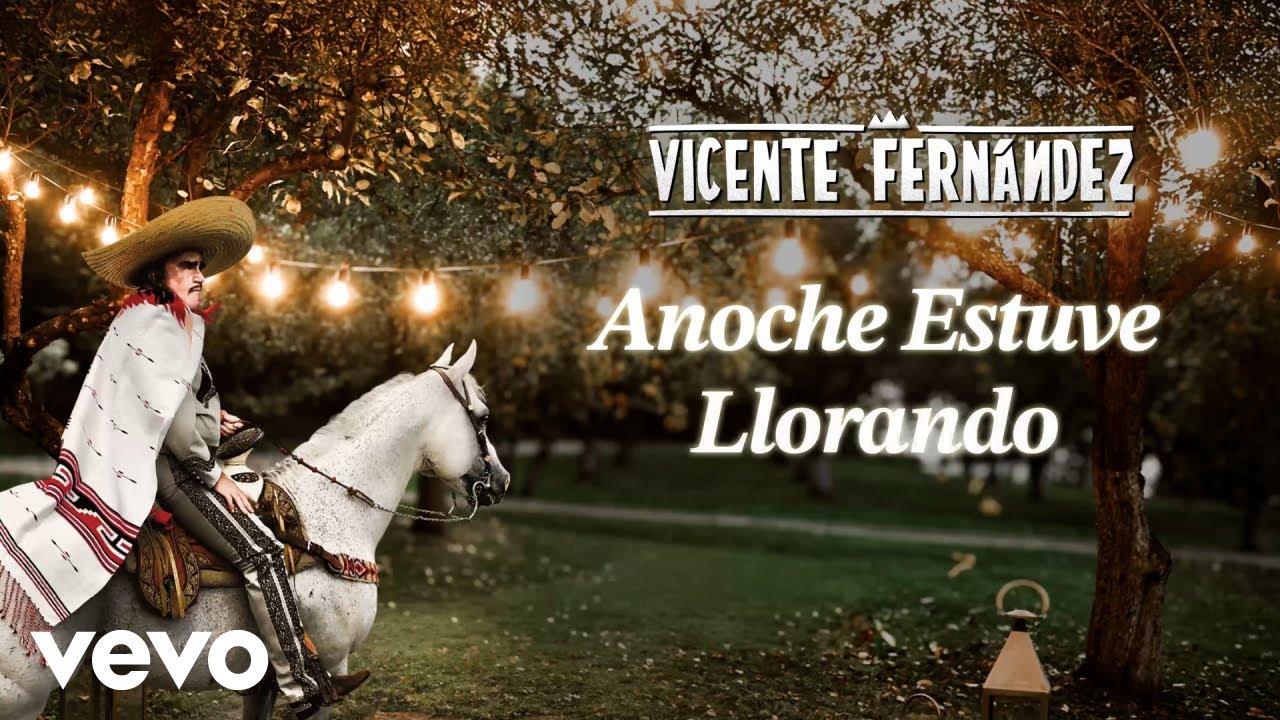 Vicente Fernández - Anoche Estuve Llorando (Letra/Lyrics)