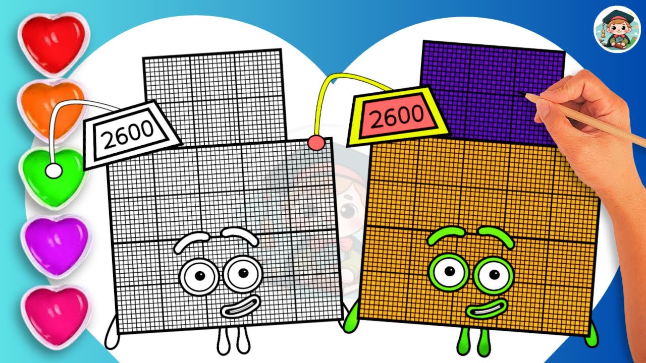 Как нарисовать персонажа Numberblock 2600 (раскраска)🌈 - Научитесь рисовать Numberblock 2600 (рас...