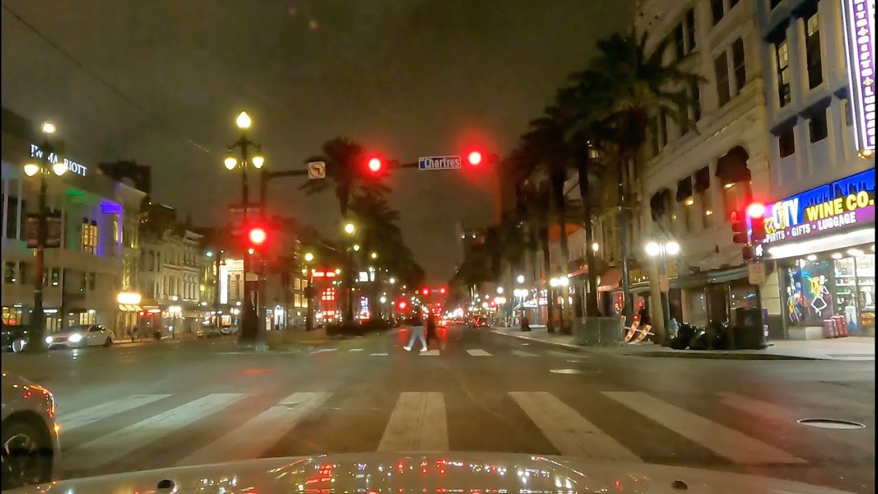 Night Drive To Downtown New Orleans