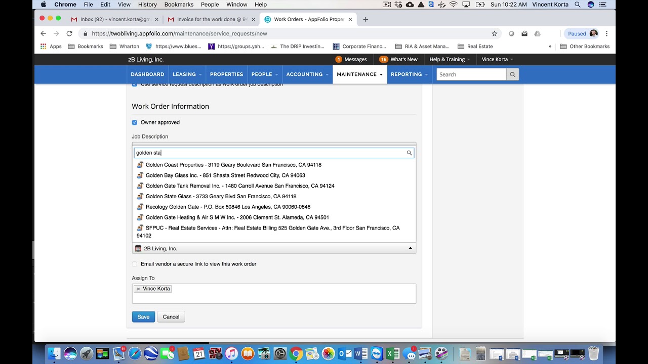 AppFolio Work Order Vendor