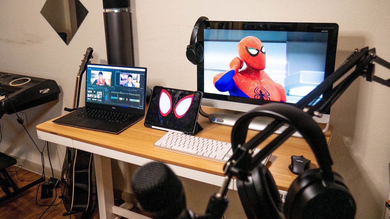 2021 Desk Setup Tour For Content Creation + Entertainment | iPad Pro + Dell XPS 15 + More
