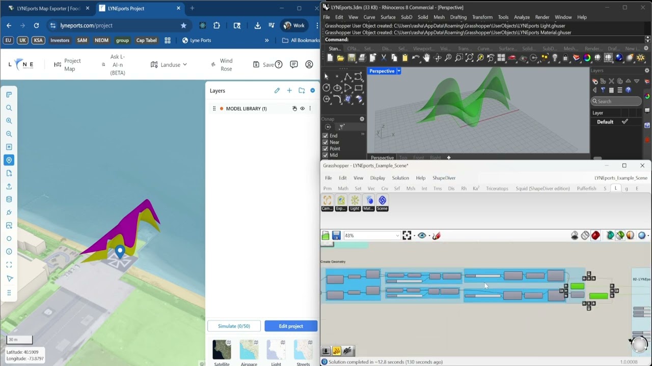 16 - Rhino 3D + Grasshopper with LYNEports Maps (1 min demo)