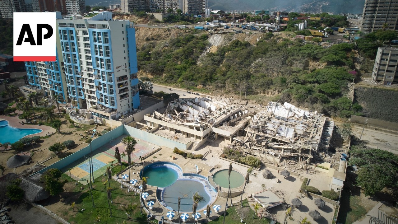Aerial video shows aftermath of a powerful earthquake in Venezuela
