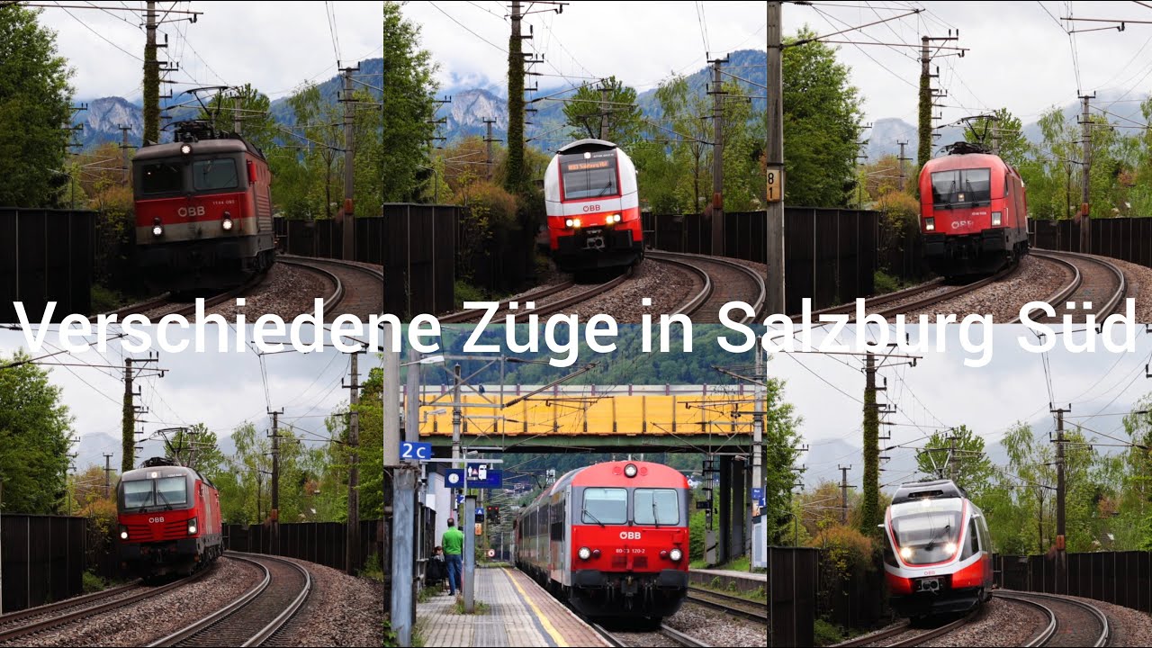 Verschiedene Züge in Salzburg Süd