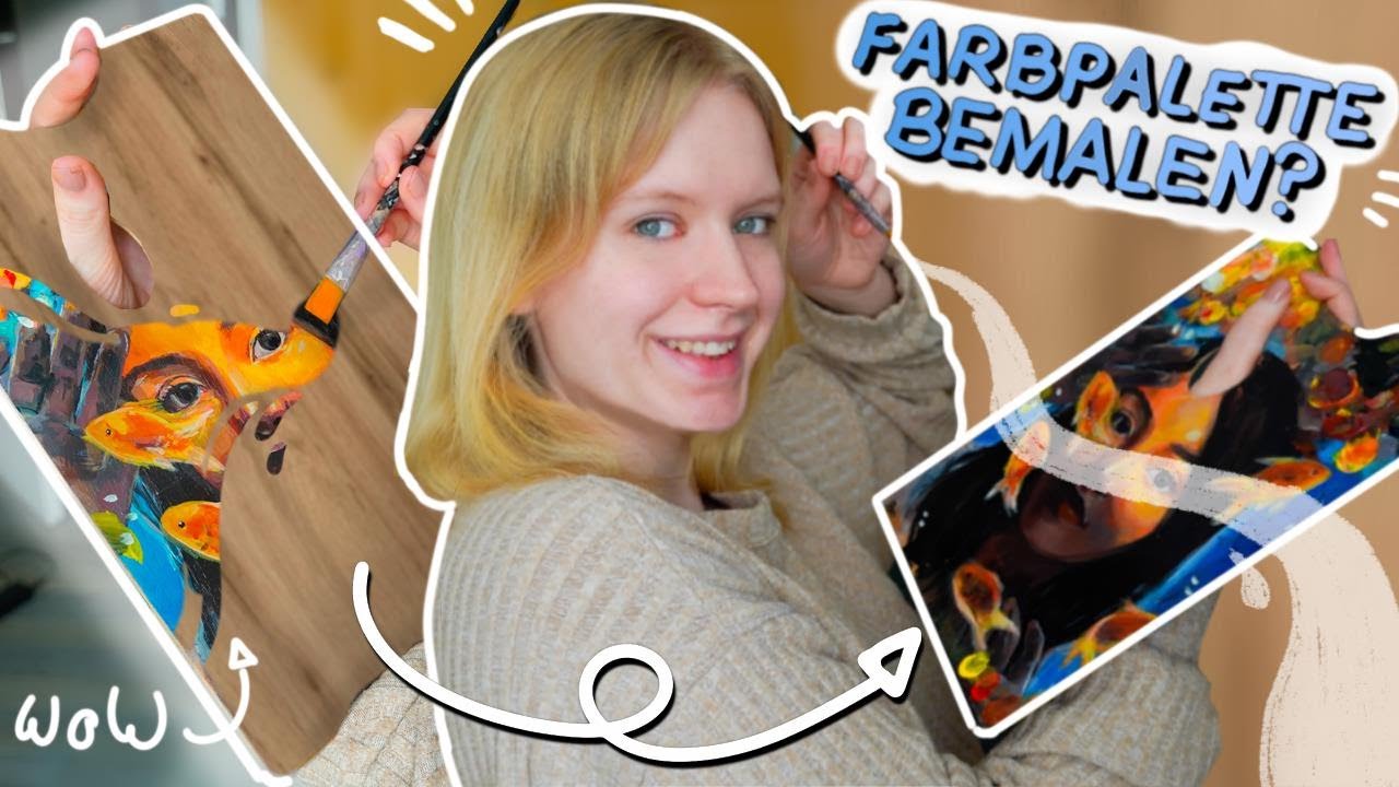 Wer braucht schon eine Leinwand?! Künstlerin bemalt eine FARBPALETTE 🎨  mit Acrylfarben!