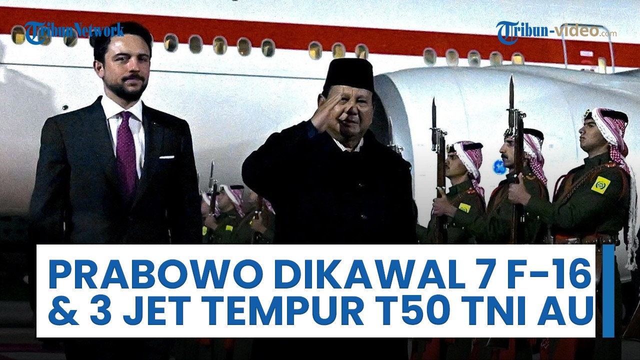 Prabowo ke Yordania Dikawal Tujuh Pesawat Tempur F-16 & Tiga Jet Tempur T50 Milik TNI AU