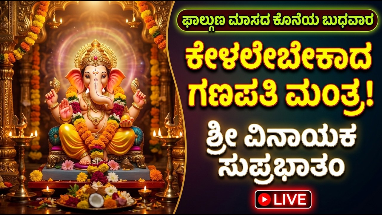 🙏🔔LIVE: ಬುಧವಾರದ ವಿಶೇಷ ಶ್ರೀ ವಿನಾಯಕ ಸುಪ್ರಭಾತಂ | ಕೇಳಿದರೆ ಎಲ್ಲಾ ವಿಘ್ನಗಳು ದೂರವಾಗುತ್ತವೆ