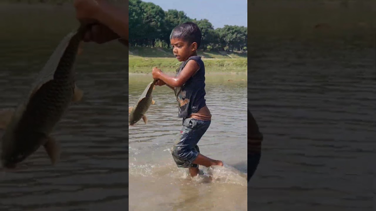 Amazing Boy Catching Fish By Hand #fishing