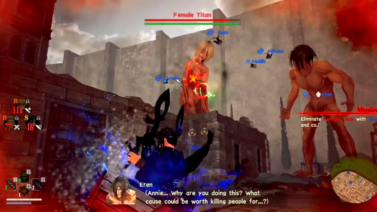 EREN VS FEMALE TITAN - attack on titan 2 part 6