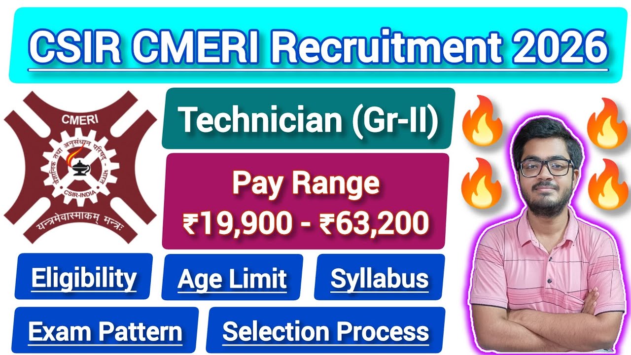 CSIR CMERI Technician Recruitment 2026 || Educational Qualification, Exam Pattern & Syllabus ||