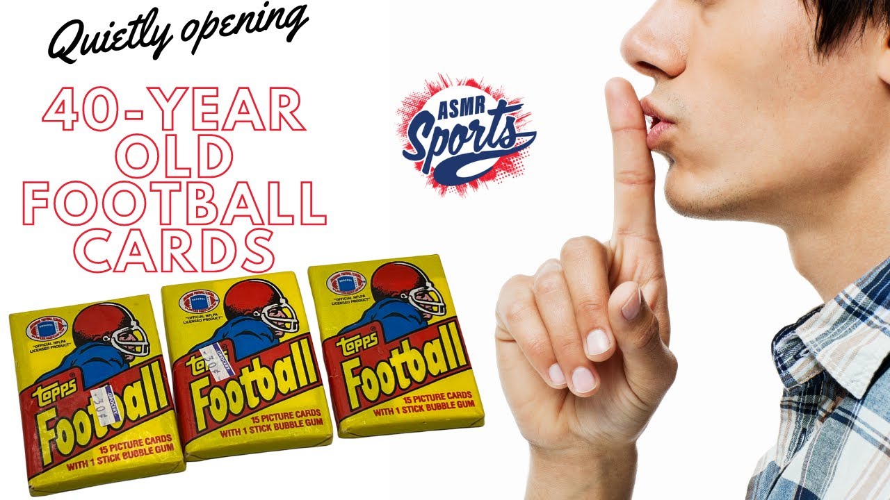 Opening 40-year old Football Cards with relaxing ASMR / whisper / gum chewing
