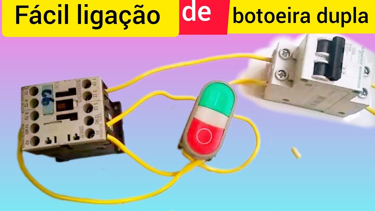 Como ligar o comando de uma partida direta simples usando Botoeira dupla liga desliga