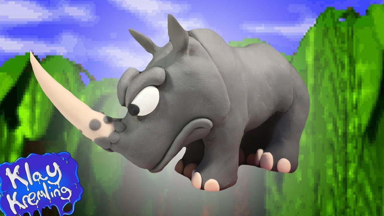 Making Rambi the Rhino from DKC out of Polymer Clay - TWO MINUTE SCULPTURE!