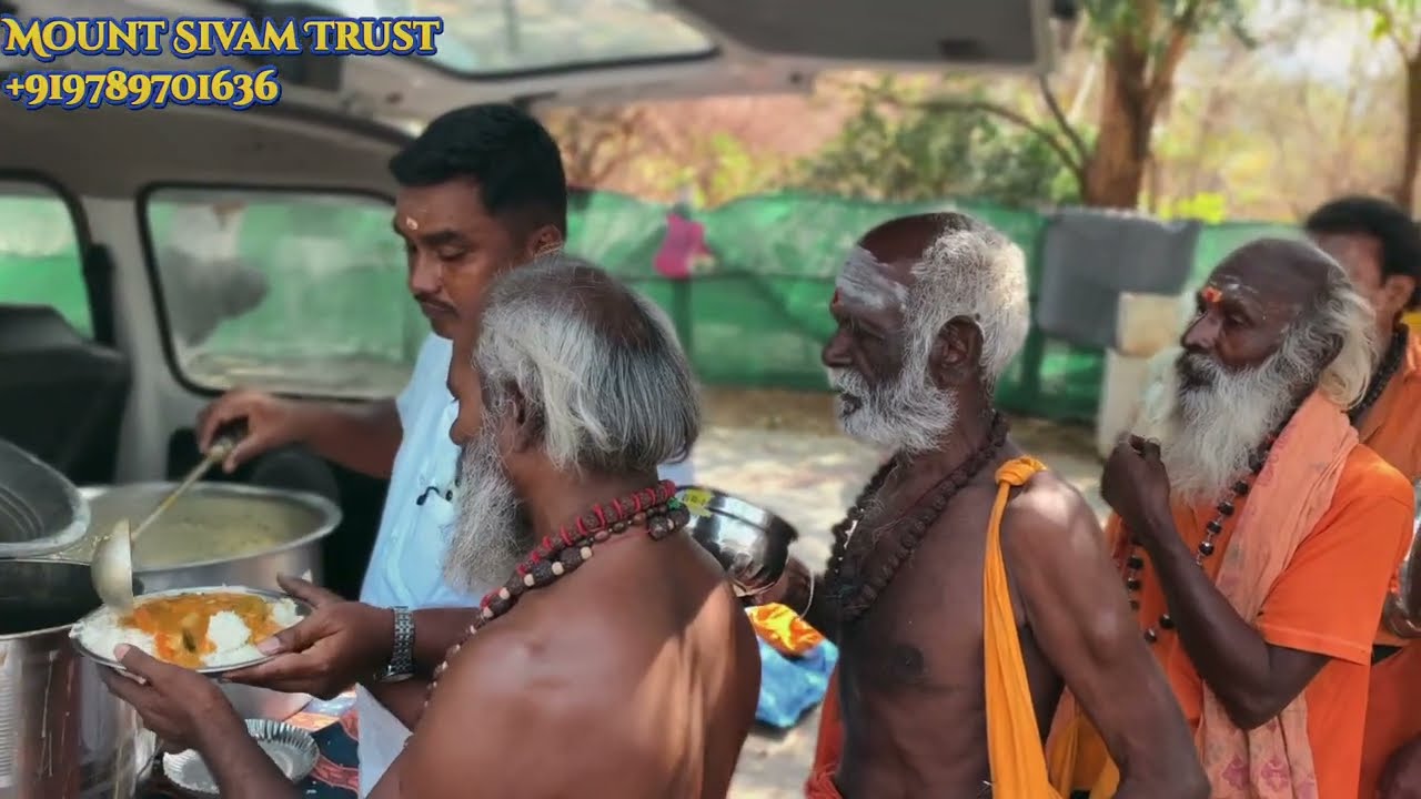 Divine food service in Thiruvannamalai Girivalam path for sadhus.....