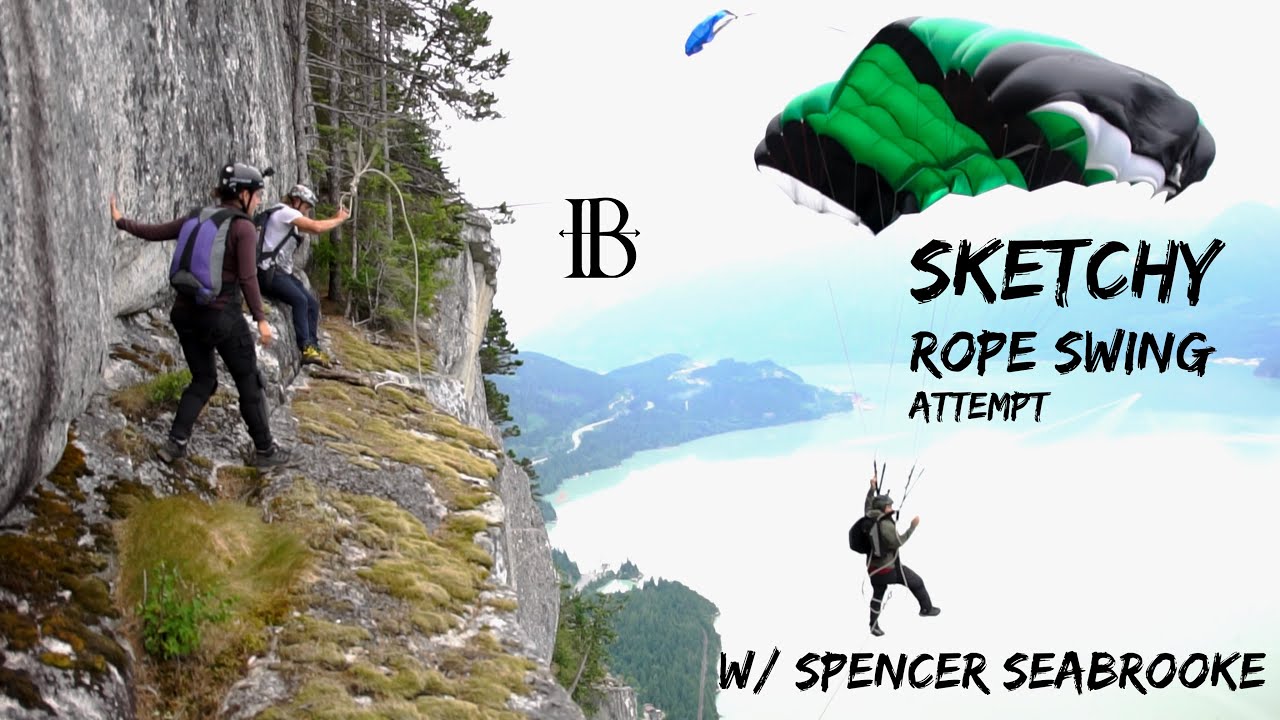 BASE JUMPER GETS YANKED ATTEMPTING SKETCHY ROPE SWING