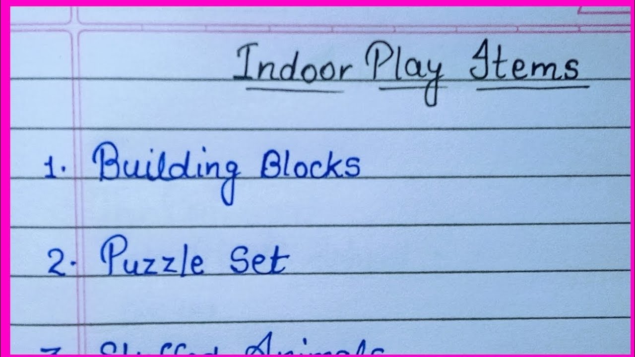 15 Indoor Play Items in english//indoor games name //write 15 indoor play items 