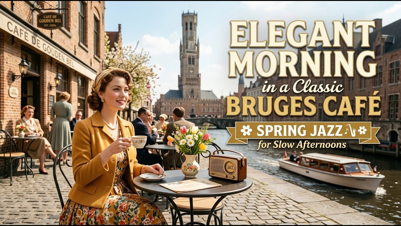A Elegant Morning in Classic 1950s Bruges Caf&eacute; 💐 Spring Jazz for Slow Afternoons