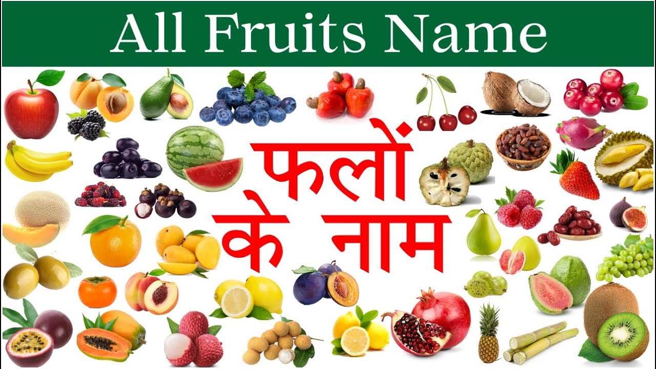 Fruits Name with Pictures in Hindi & English | फलो के नाम हिंदी और अंग्रेजी में