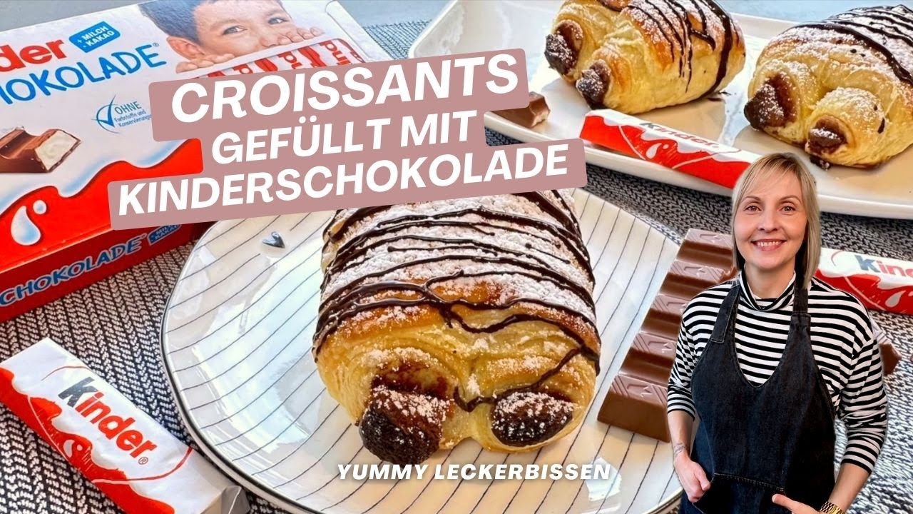 🥐 Croissants gefüllt mit Kinderschokolade 🍫