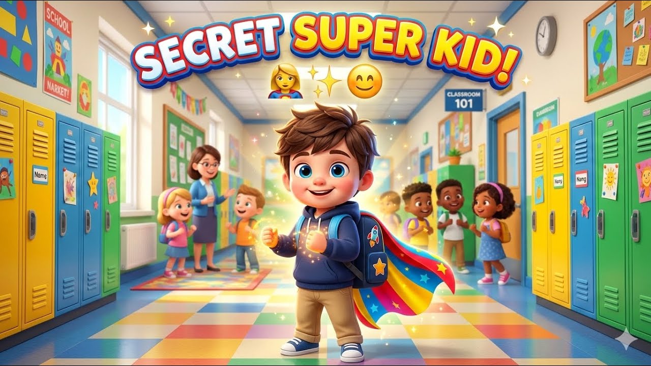 Secret Super Kid at School 🦸✨ | Kindness Superhero Story | Toddlers & school masti #superman 