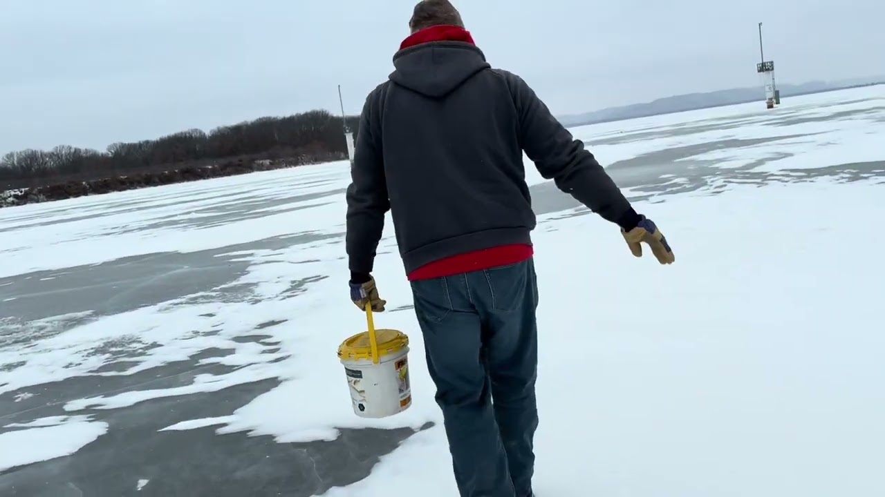 Tip up fishing from the Truck!! Truck goes on ice!!! 