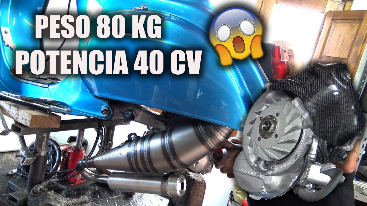MONTAMOS MOTOR de 40cv en una VESPA PRIMAVERA de 80 kg QUATTRINI M3 200 GTR