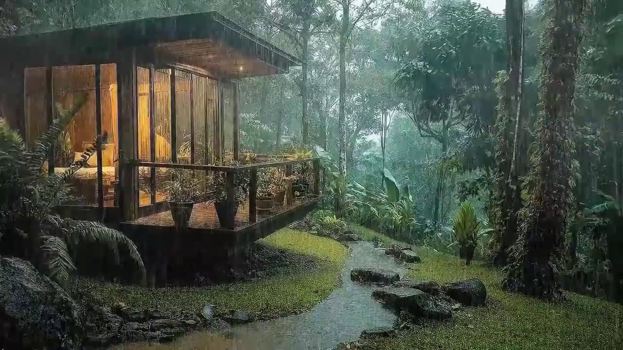 Heavy Rain and Thunder Sound That Ends Mental Stress and Daily Fatigue