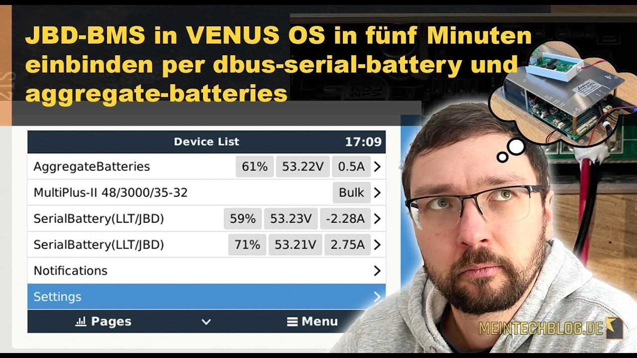 JBD-BMS in VENUS-OS in f&uuml;nf Minuten einbinden per dbus-serial-battery und aggregate-batteries