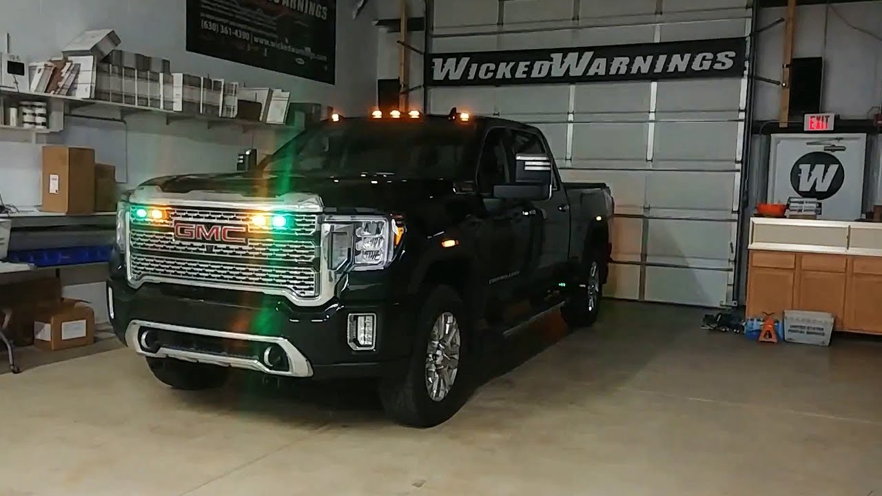 2020 GMC Denali 3500 HD двойного назначения: янтарные стробоскопы для снегоуборочной машины и зел...
