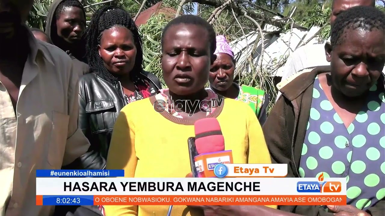 A family in Mokomoni, Magenche ward, left homeless after trees fell and destroyed their houses.