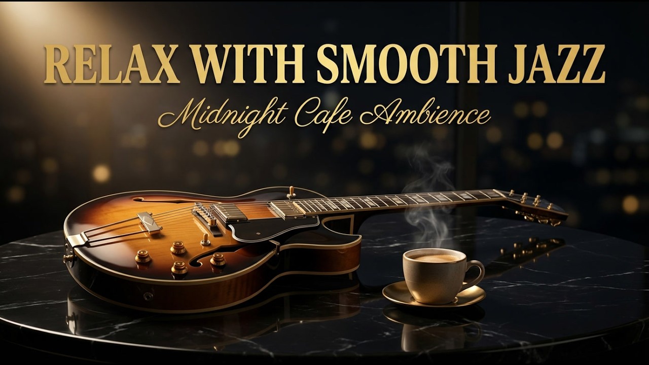 Midnight Luxury Cafe Ambience : Smooth Jazz Guitar - Background Music for Focus & Relax