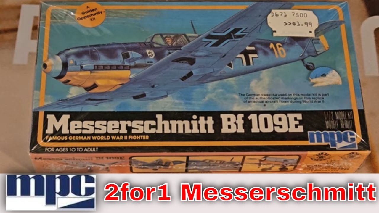 | РАСПАКОВКА | Винтажный набор MPC Messerschmitt BF-109E в масштабе 1/72, артикул 1-4006 | Из бол...