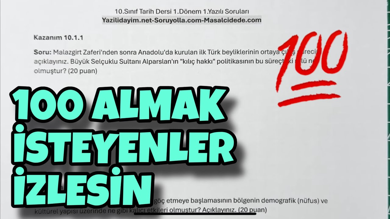 10.Sınıf Tarih 1.Dönem 1.Yazılı