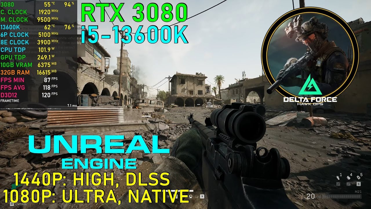 Delta Force Black Hawk Down: RTX 3080 - 13600K | 1080P - 1440P [UE 5]