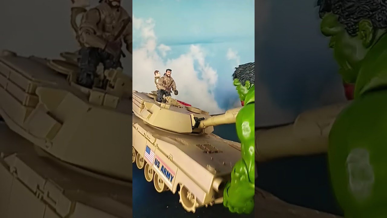 hulk Vs Red Hulk And a tank l Marvel Toys #youtubeshorts #viralshort #marveltoys #tank #hulk