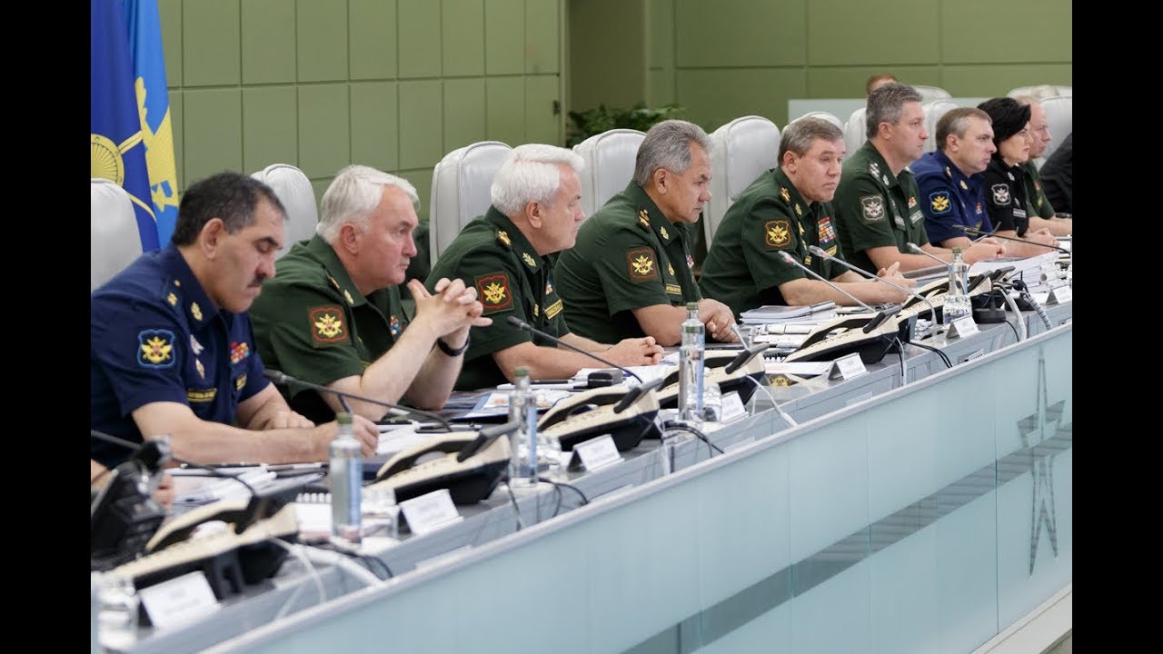 Селекторное совещание с руксоставом ВС РФ под председательством Сергея Шойгу (1.08.2019)