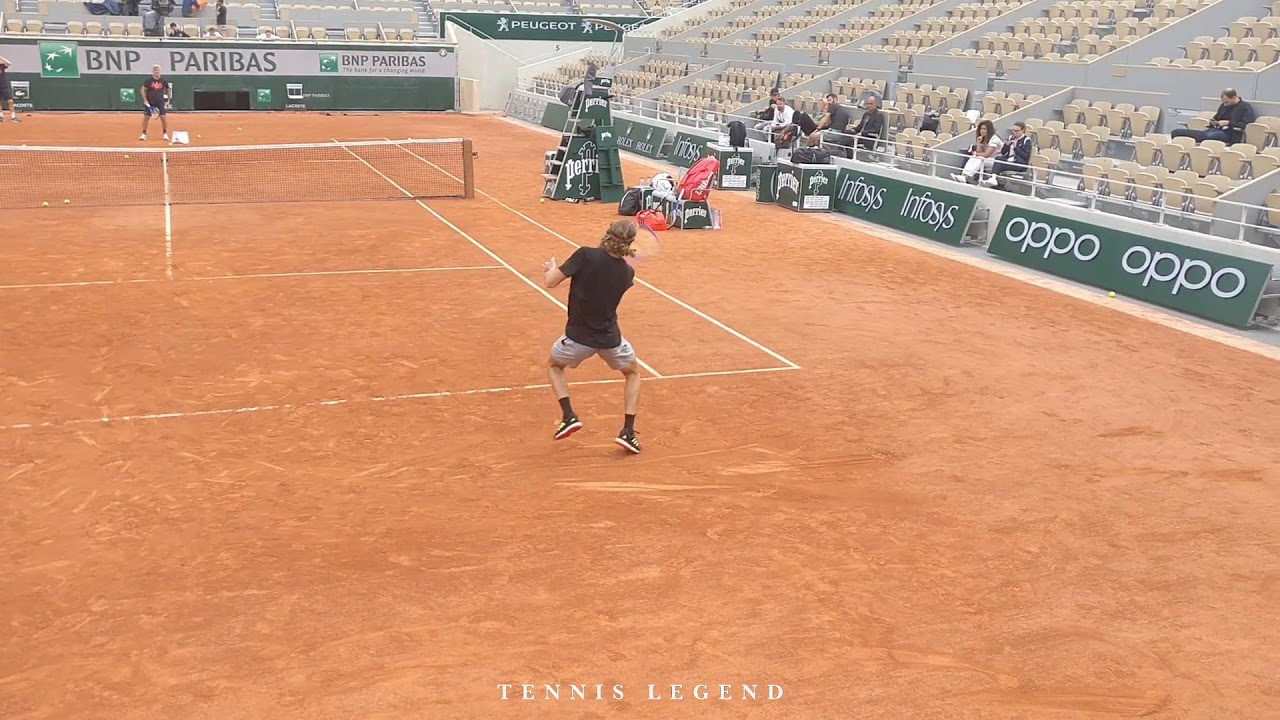 Stefanos Tsitsipas Practice and drills from different angles (Court Level View - Roland-Garros 2019)