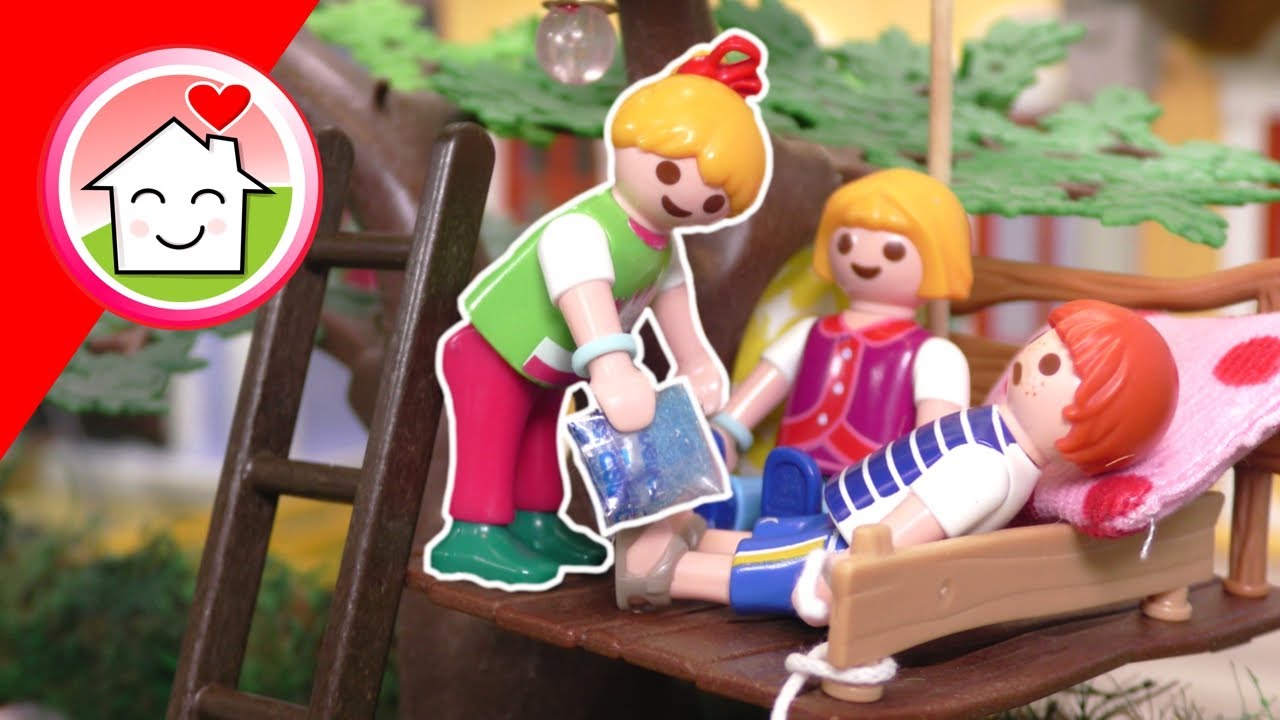 Playmobil Familie Hauser - das neue Baumhaus - Geschichte mit Lena und Anna