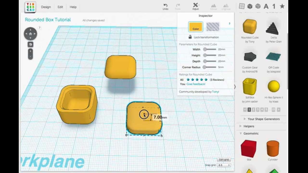 Tinkercad Tutorial -- A Rounded Box