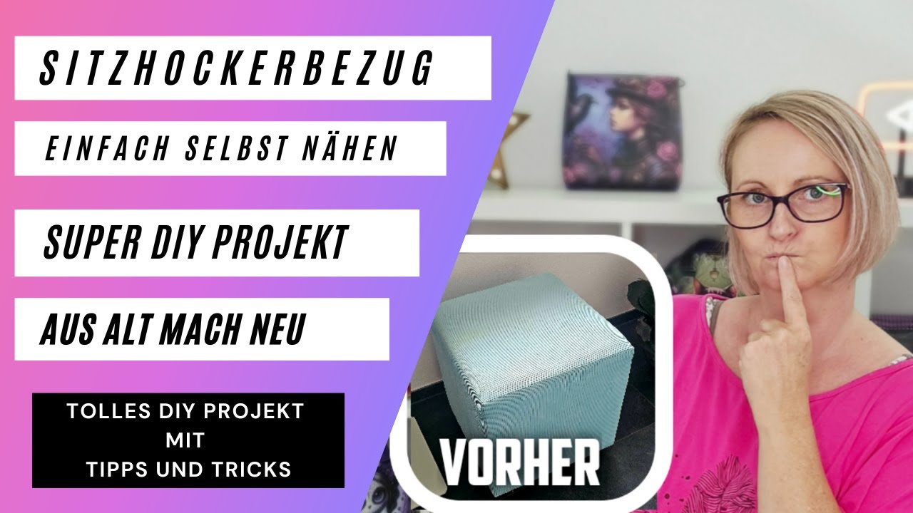 DIY Hockerbezug nähen, Sitzbezug selbst nähen