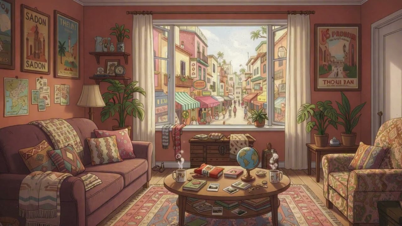 Cozy Living Room Ambience ✨ Inspired by The People We Meet on Vacation | Soft Travel Nostalgia