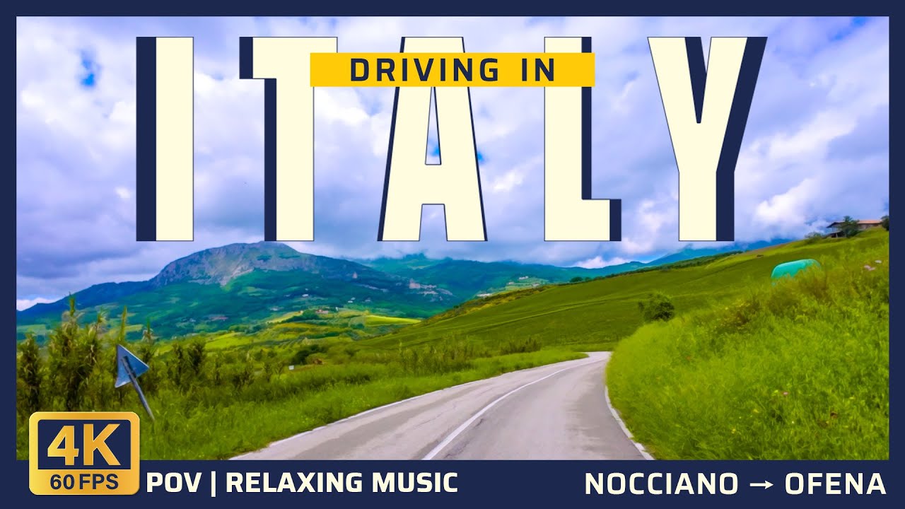 Scenic Italy Road Trip 4K | Nocciano to Ofena (Abruzzo) | 3-Camera POV & Relaxing Music