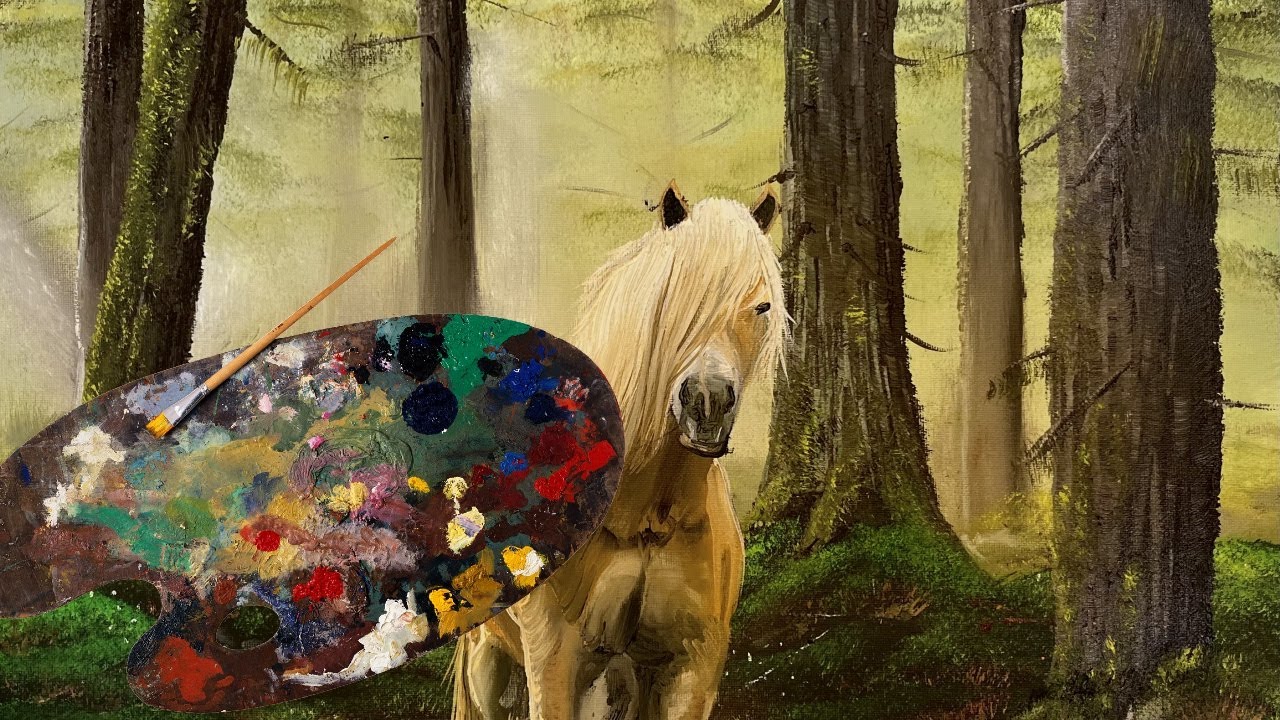Oilpainting a horse in old nordic forest!