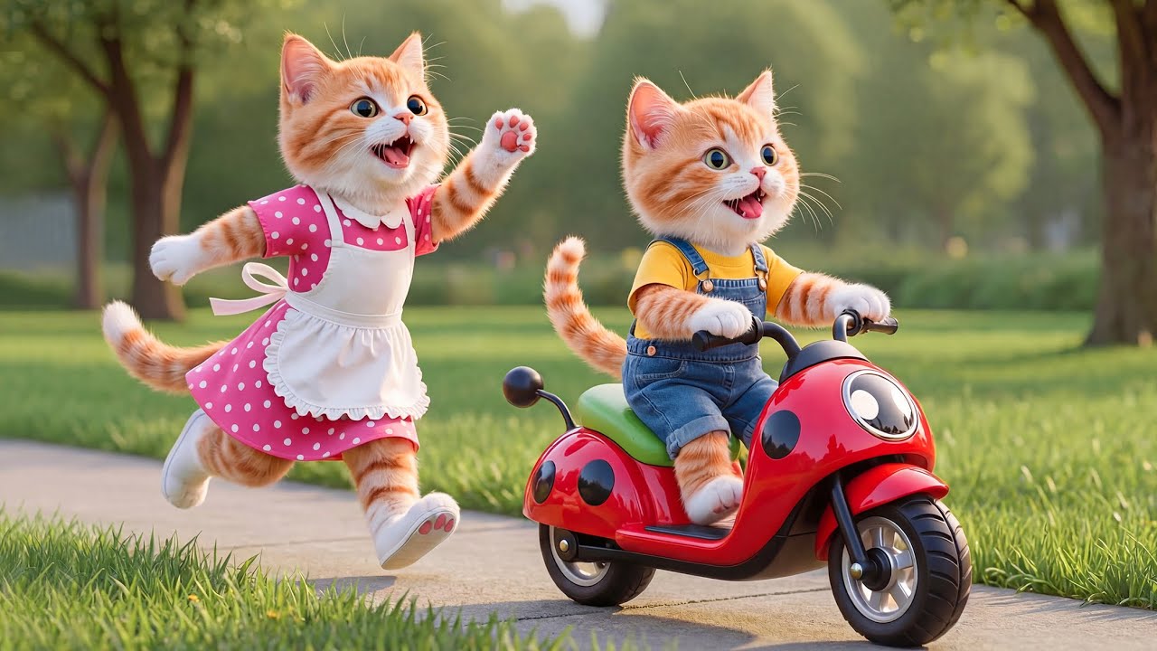 Рыжий котёнок с нетерпением ждёт игрушечную машинку в подарок от мамы 🎁🐾