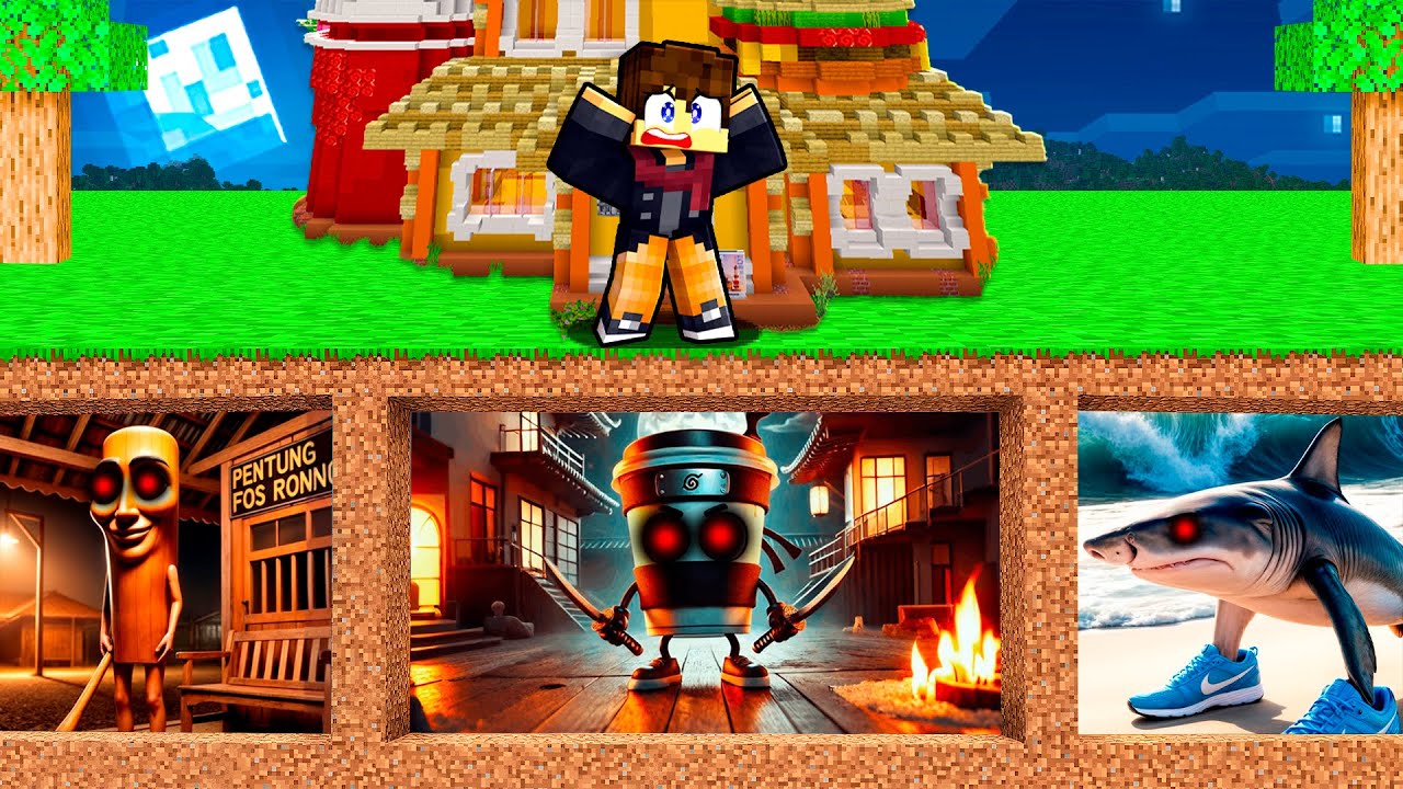 Les BRAINROTS se CACHE en dessous de ma MAISON sur Minecraft !