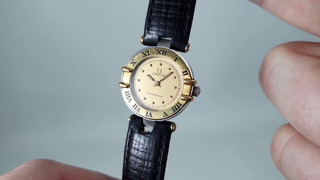1987 Omega Constellation ladies vintage watch with solid gold bezel.  Model Reference 595.1080