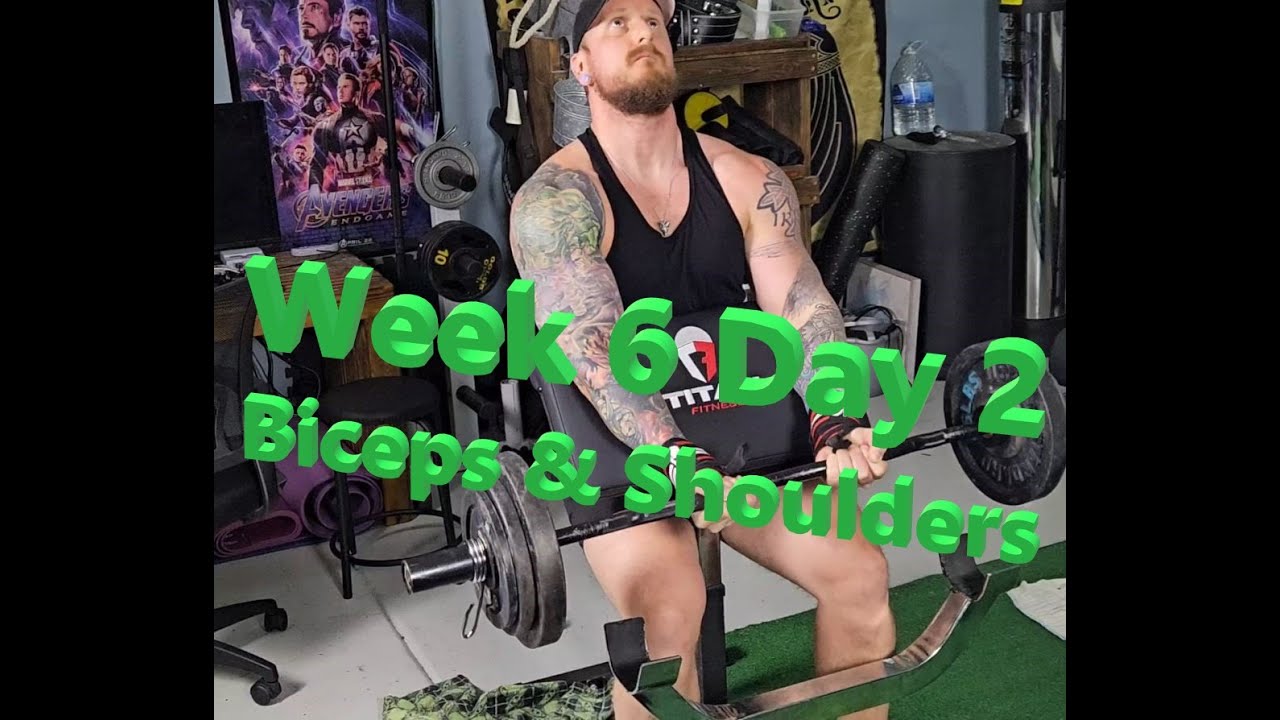 Biceps and Shoulders Week 6 Day 2 #bicepsworkout #shoulderworkout #arnoldpress #preachercurl #howto