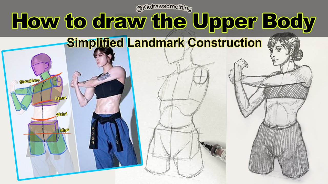 How to draw the upper body (Simplified landmark construction)